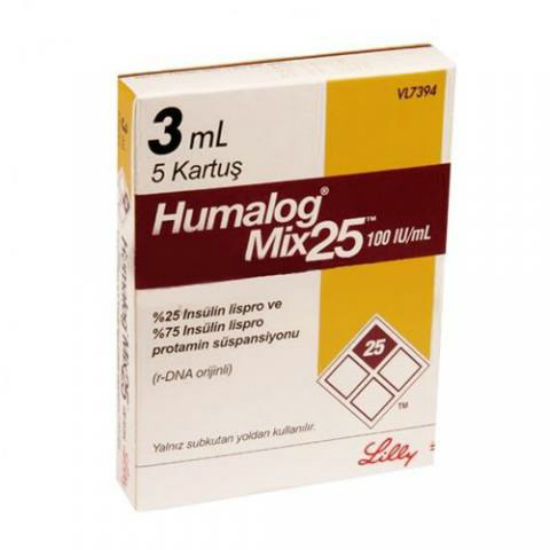 Picture of Humalog Mix 25 100IU 3ml-5 Cartridges
